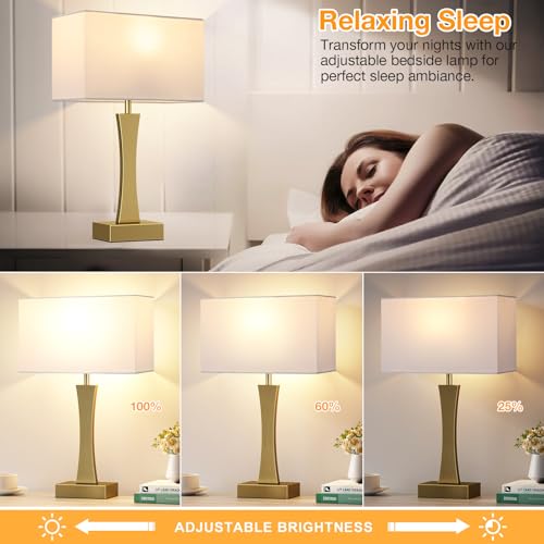 3 Way Dimmable Touch Table Lamp Set of 2 with USB Ports X42235