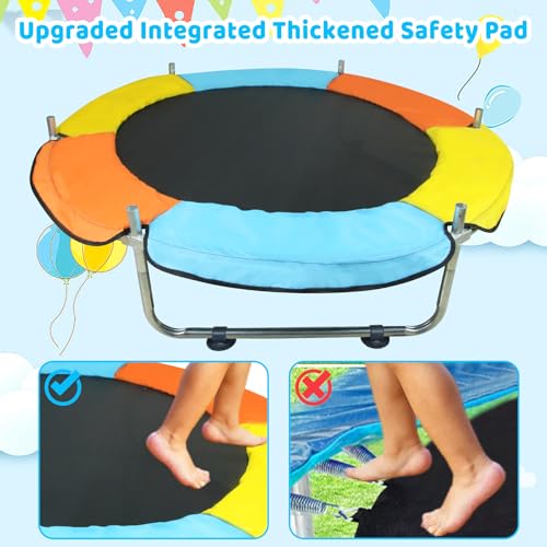 55'' Toddler Trampoline with Safety Enclosure Net & Adjustable Gymnastics Bar R149