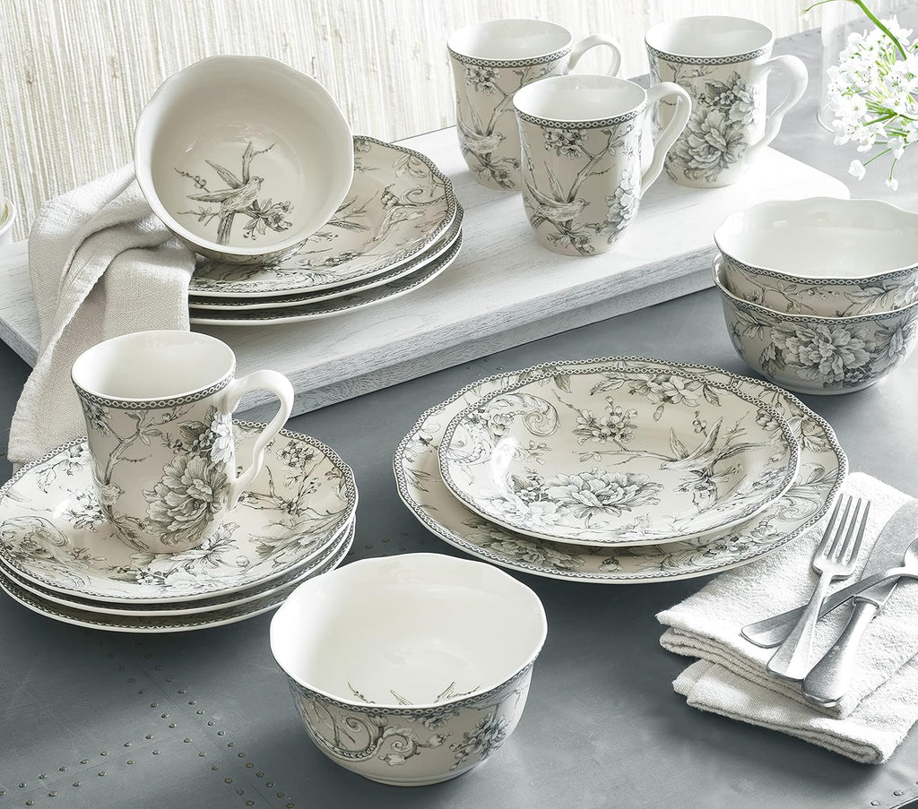 16-Piece Porcelain Dinnerware Set Antique White G86507
