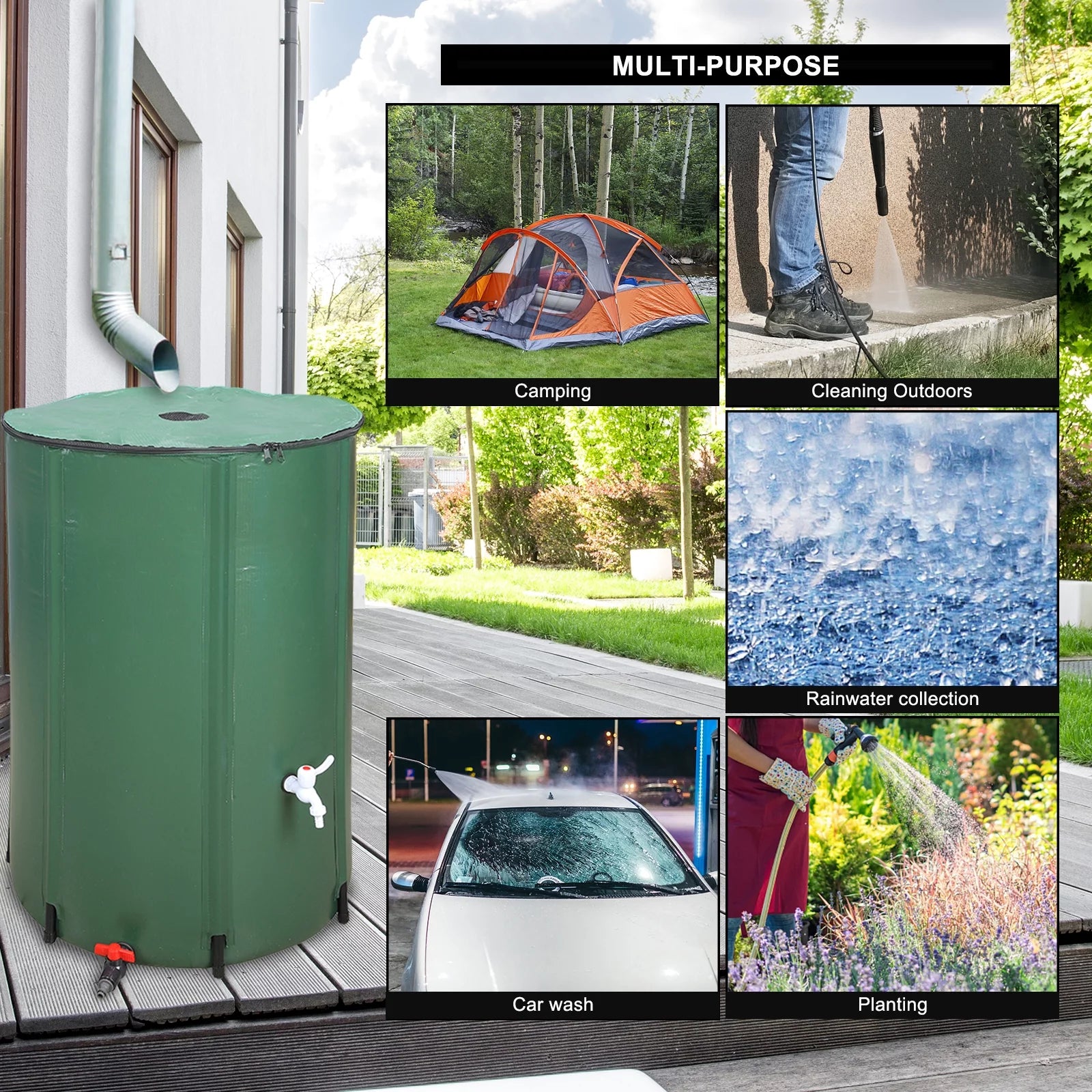 100 Gallon Portable Rain Barrel Water Storage E78394