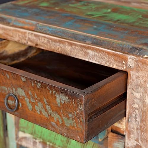 Brown Reclaimed Wood End Table with 1 Drawer 1 Door B76213