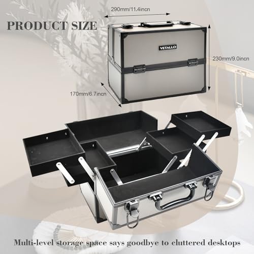 Large Black Portable Makeup Train Case D631786