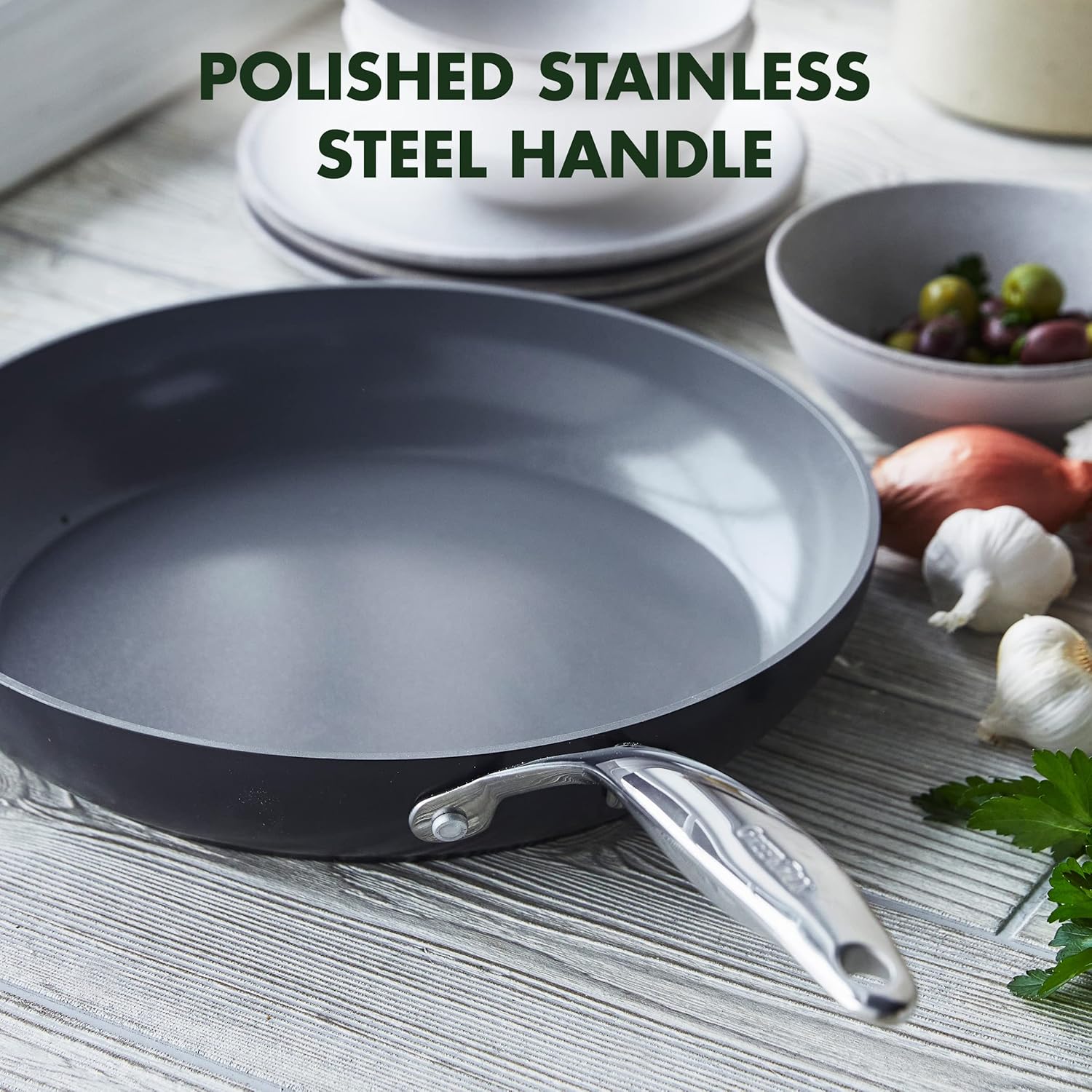 Gray Hard Anodized Ceramic Nonstick 10" Frying Pan with Lid K304