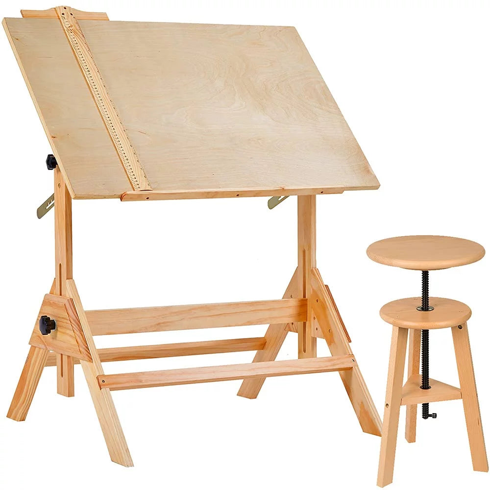 Solid Wood Drafting Table with 36" x 24" Angle Adjustable Top L9769