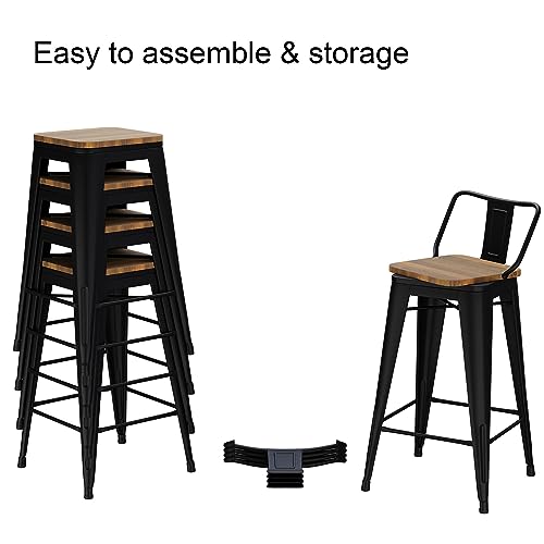 30 Inch Set of 4 Swivel Counter Height Metal Bar Stools Q2021