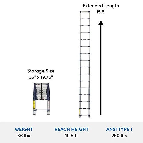 Telescoping Ladder, Extended 15 ft. 6" H T219178