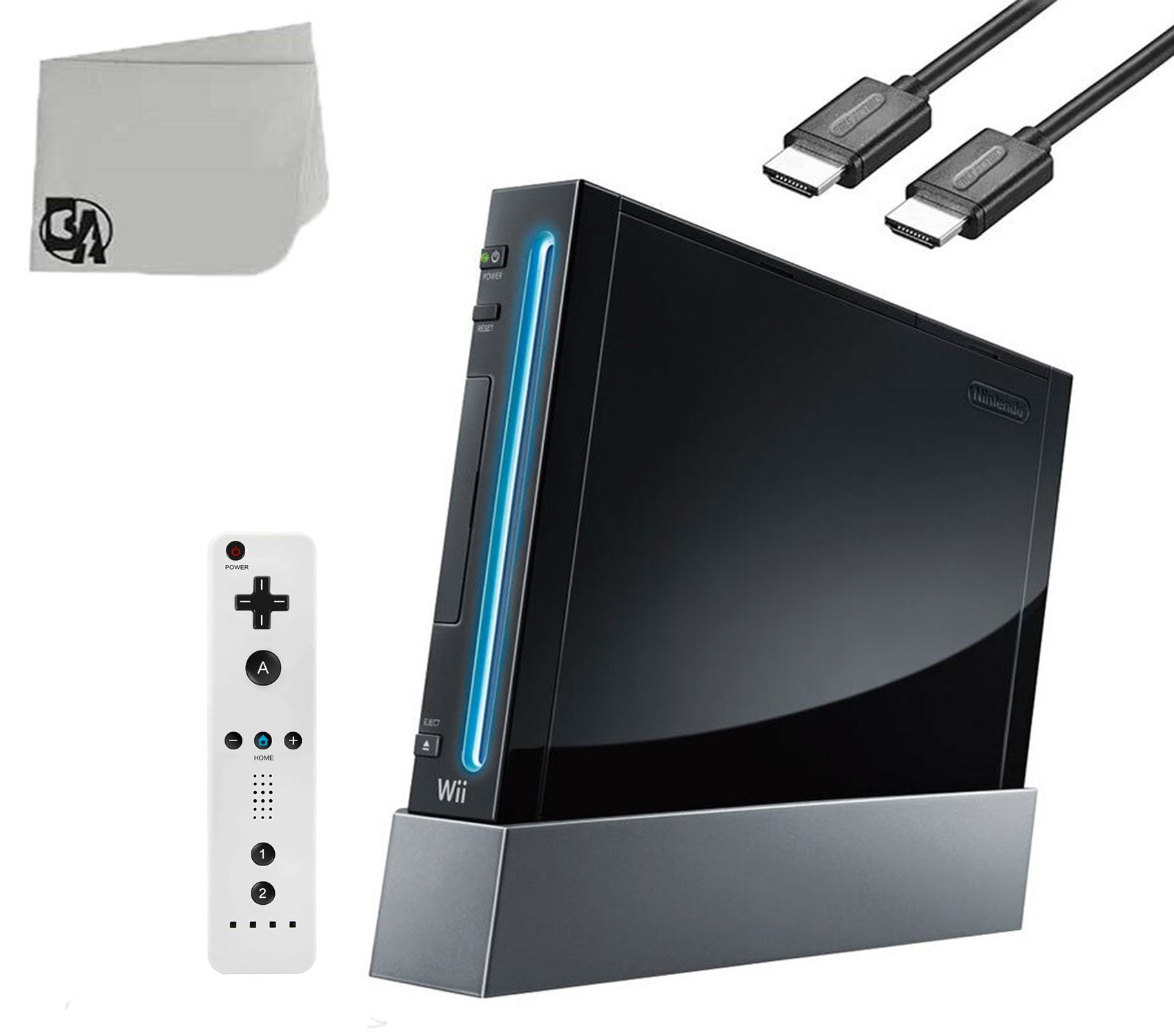 Wii Console Black with Wii Remote Controller Wireless Gamepad Silicone Case White Black HDMI Cable I84086