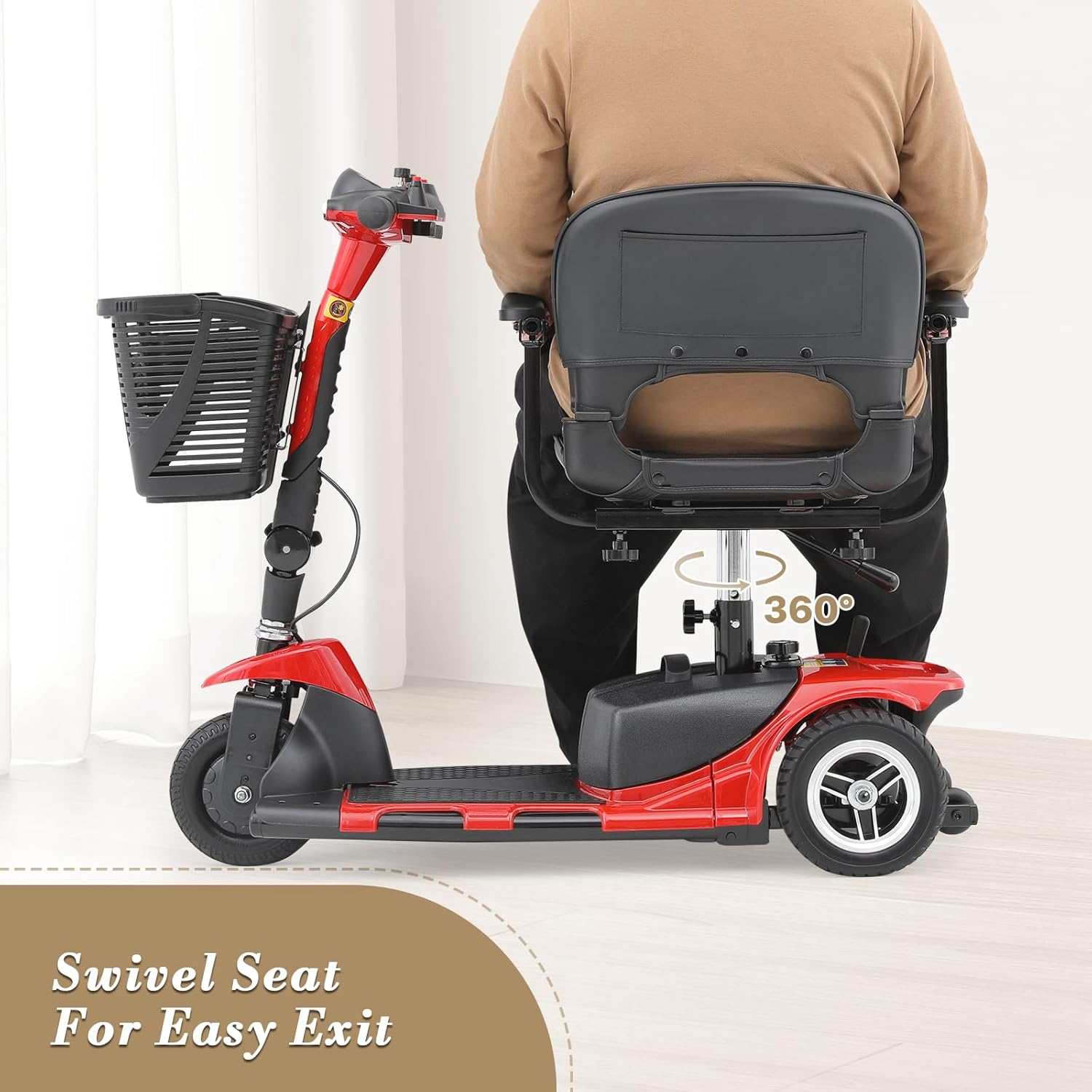 Red 3 Wheel Foldable Mobility Scooter with Seat L4932