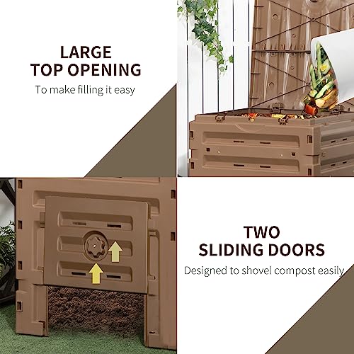 120 Gallon BPA Free Garden Compost Bin with Vents and Sliding Doors, Black X2741