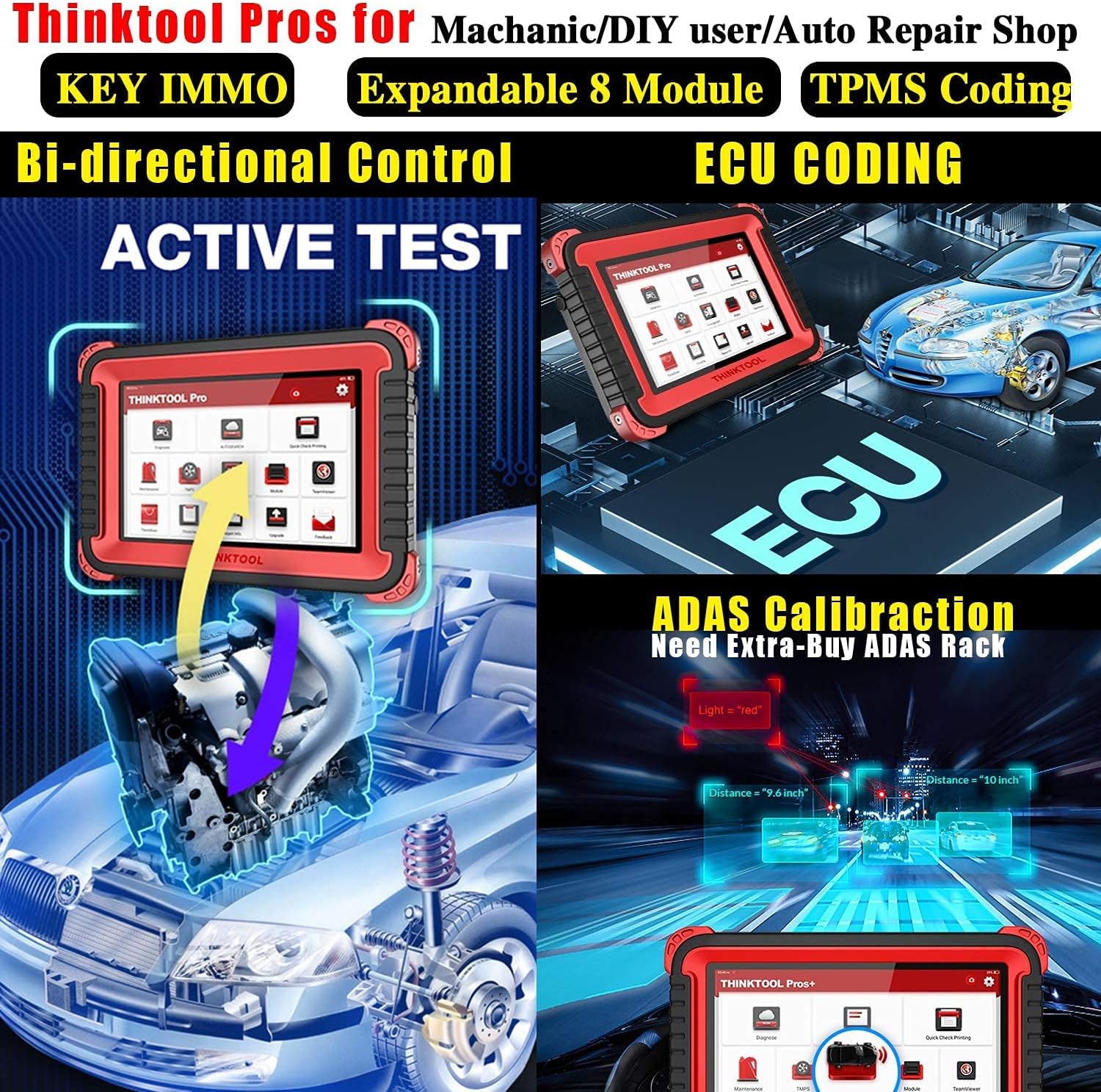Bi-Directional Scanner Full Systems Diagnostic Scan Tool, 31+ Reset Functions, Key Matching, ECU Coding, ADAS Calibration, 2 Years Update I2253
