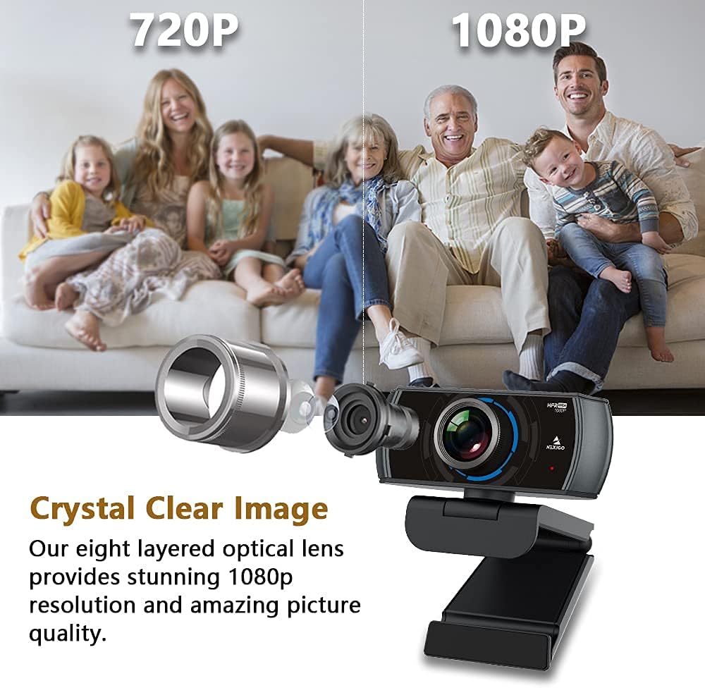 1080P 60FPS Webcam with Microphone and Dual Noise Reduction Mics Q2050