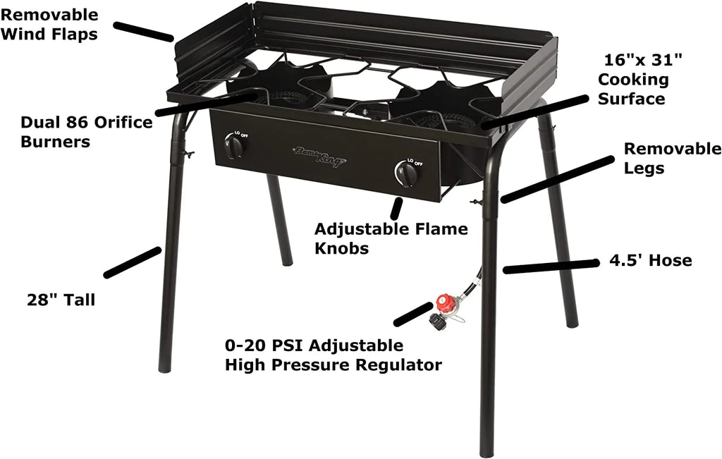 200,000 BTU LP Gas 2 Burner Cooktop Stove with Regulator Hose K75431