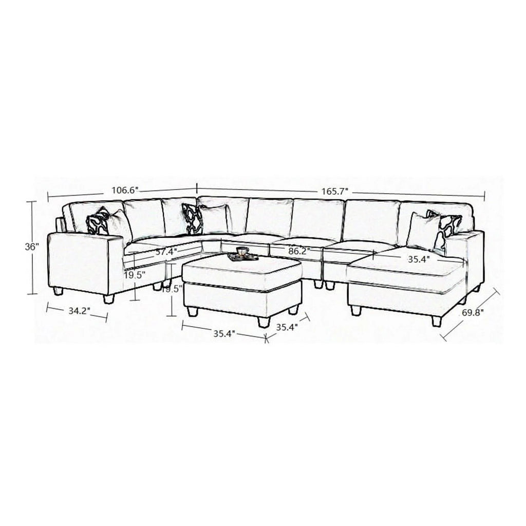 Fabric Reversible Sectional Sofa J6014