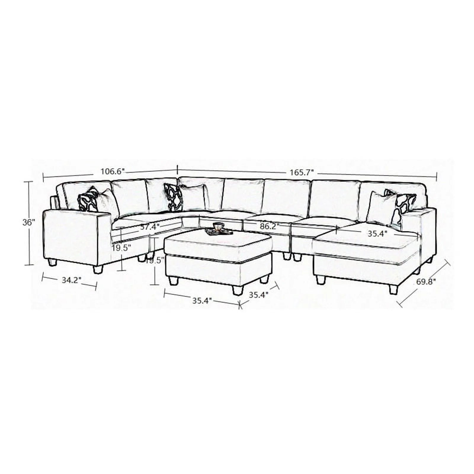 Fabric Reversible Sectional Sofa J6014