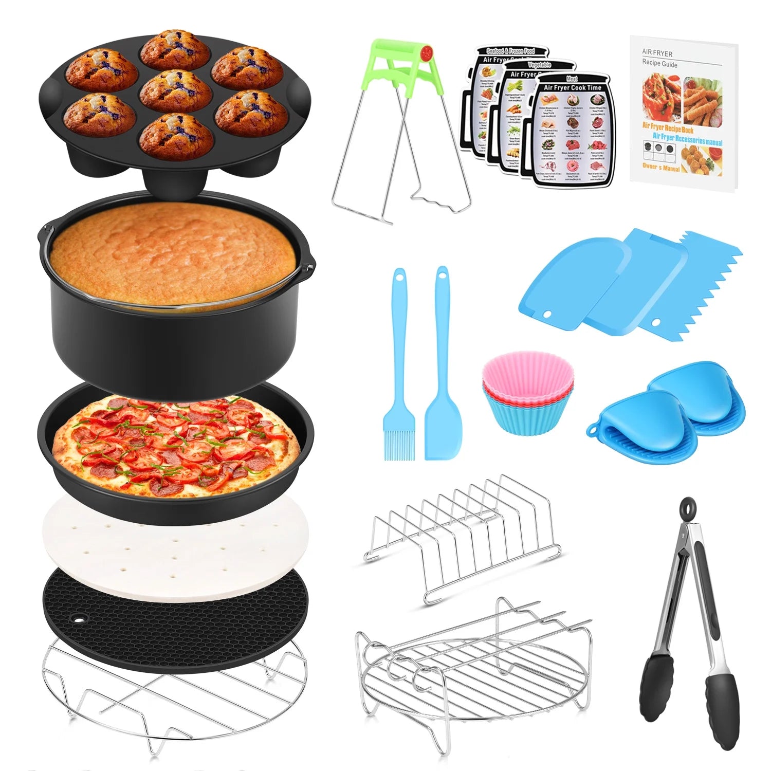 17 Set 8 Inch Air Fryer Accessories with Recipe Cookbook I5479