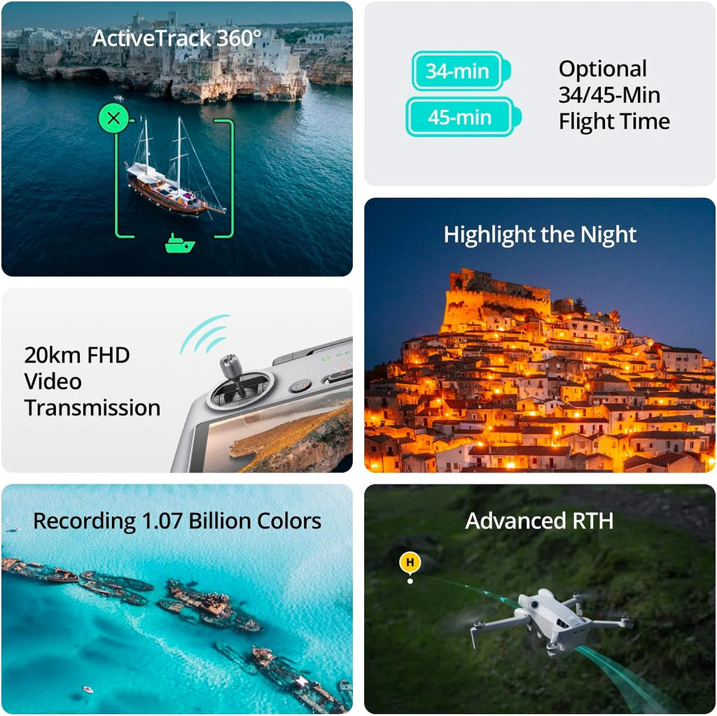 Folding Drone with RC 2 Remote, 4K HDR Video Camera, Under 249g, 3 Batteries Bundle with Hard Case + Wide Angle Lens C841897