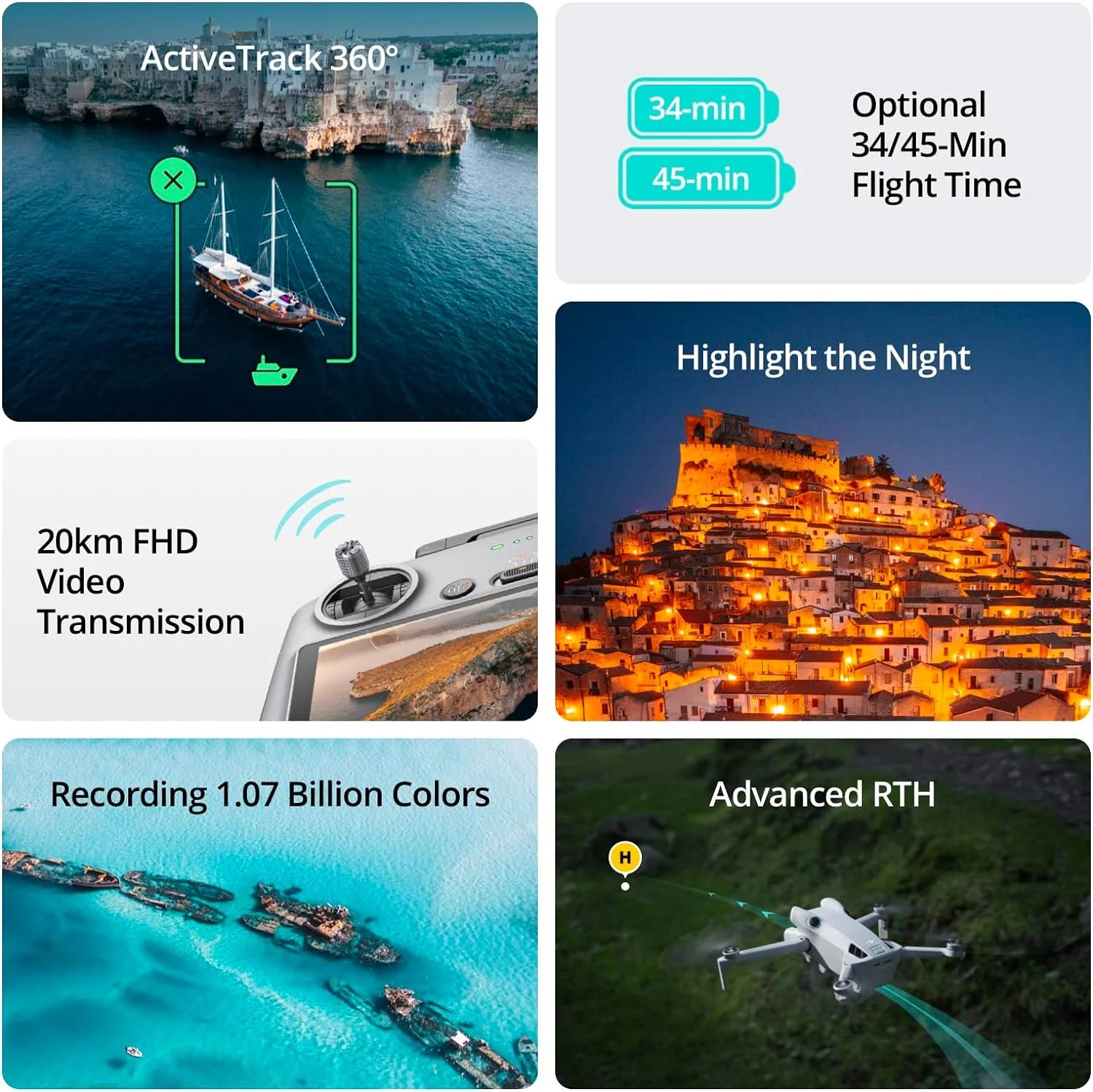 Folding Drone with RC 2 Remote, 4K HDR Video Camera, Under 249g, 3 Batteries Bundle with Hard Case + Wide Angle Lens C841897