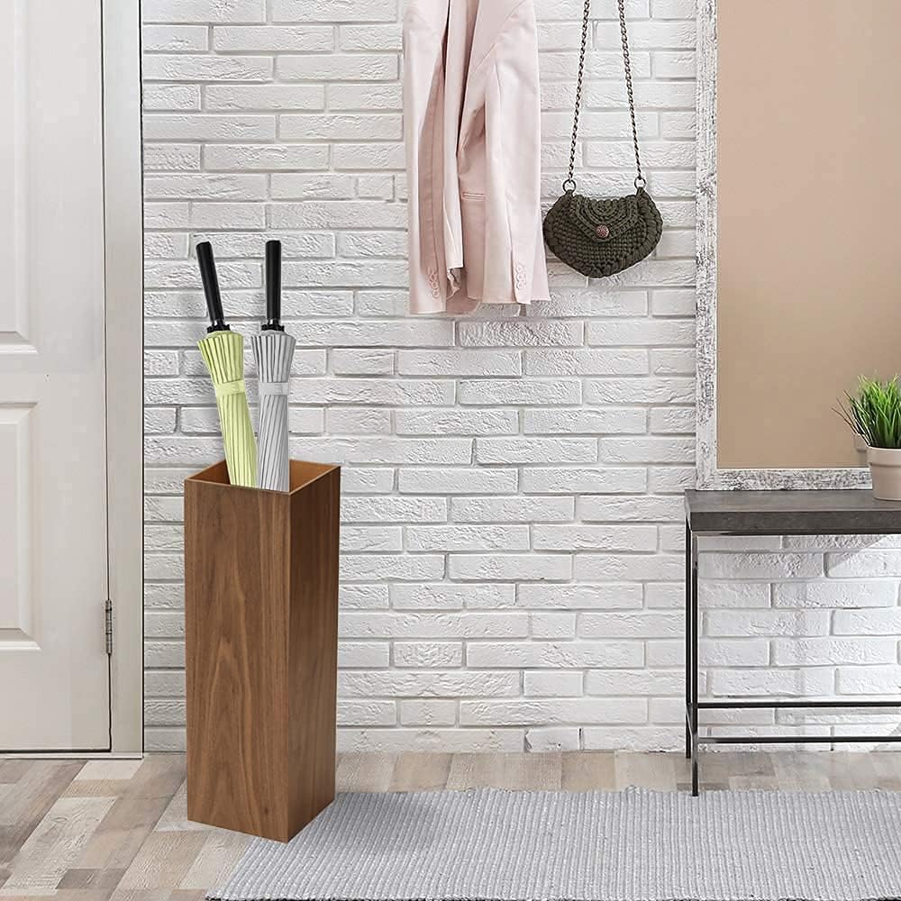 Walnut Wood Umbrella Stand with Drip Tray X273