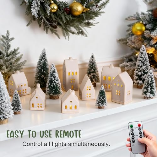 23 Pcs Christmas Village Set with Remote LED Tea Lights Q3619