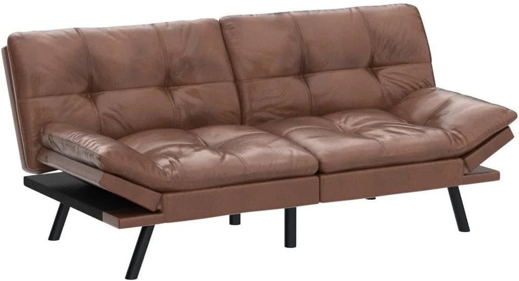 Faux Leather Memory Foam Convertible Futon Sofa Bed A1152