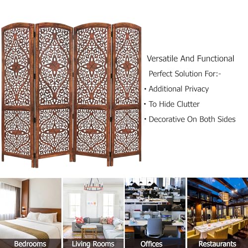 4 Panel Folding Wood Room Divider Y14581