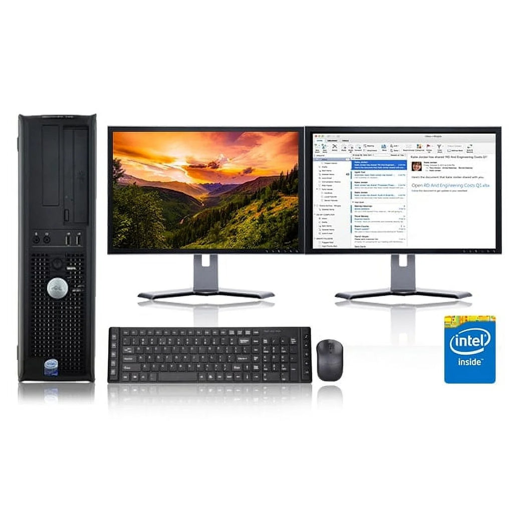 Used Dell Optiplex Desktop Computer 3.0 GHz Core 2 Duo Tower PC, 8GB, 500GB HDD, Windows 7 x64, 19" Dual Monitor, USB Mouse & Keyboard E367