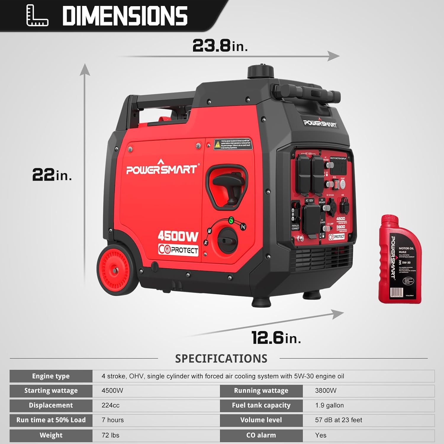 Portable Inverter Generator with CO Sensor E720