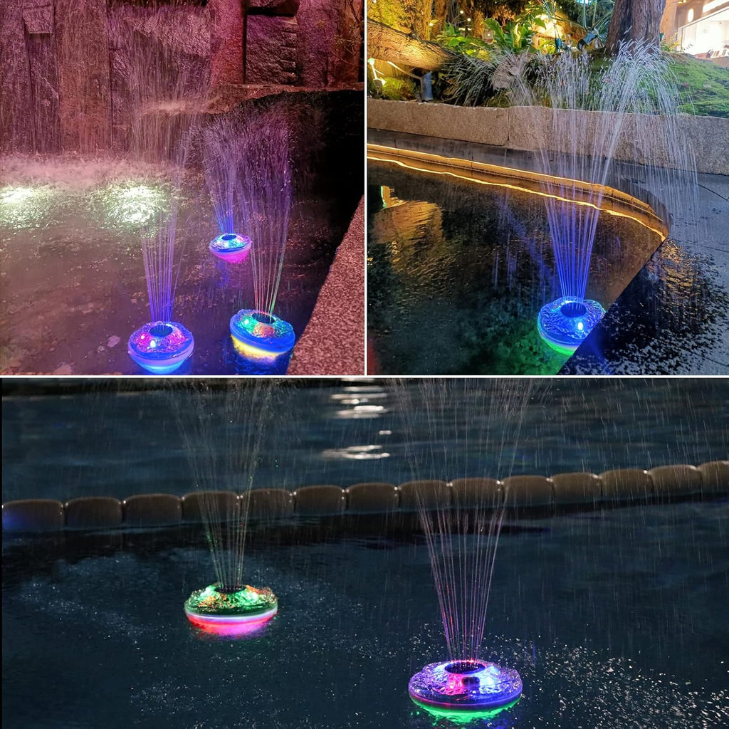 Floating Pool Fountain with Light Show, Rechargeable Battery, IP68 Waterproof, 2 Modes, 1pc F793562