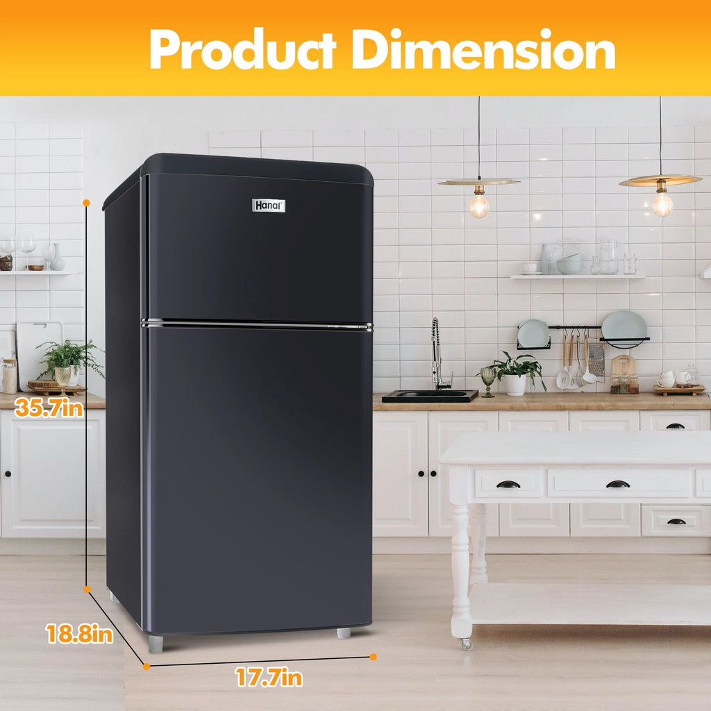 3.5 Cu Feet Two Door Mini Fridge with Freezer, Black D1960