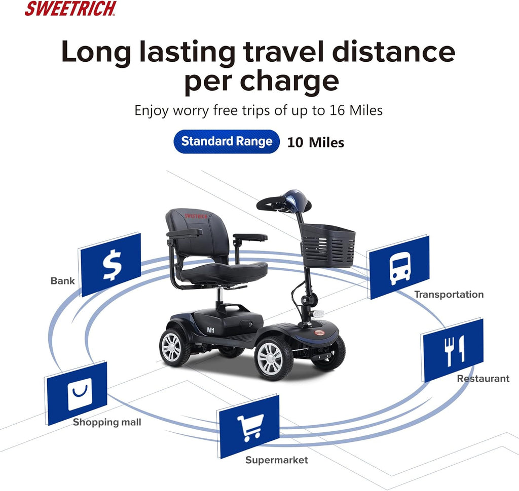 Compact Electric Mobility Scooter with Lead-Acid Battery and Leather Seat-Blue W487244