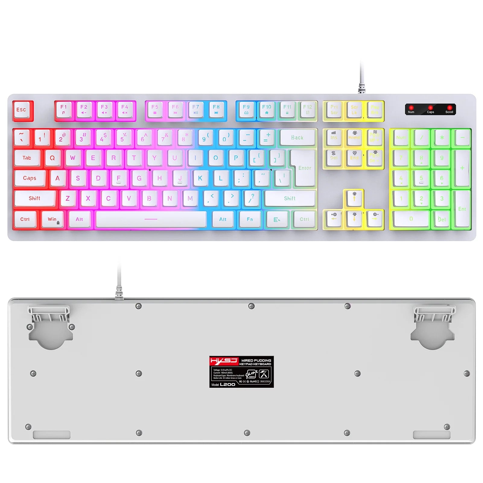RGB Backlit Mechanical Gaming Keyboard with ABS Pudding Keycaps L938