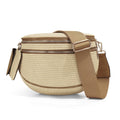 Ounamei Woven Straw Crossbody Bum Bag for Women Large Capacity Summer Belt Bag with Mini Pouch