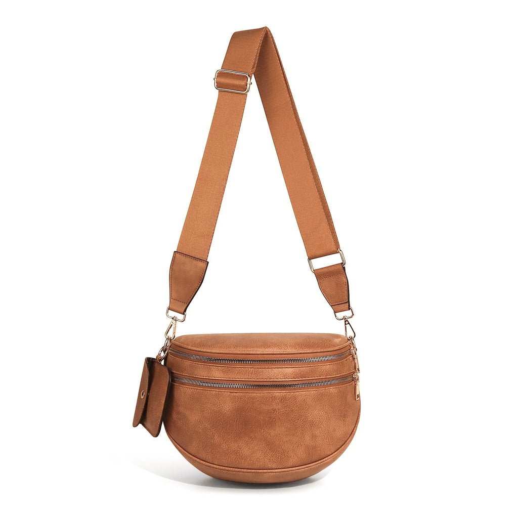 Ounamei Checkered Crossbody Bum Bag for Women Large Capacity Belt Bag for Moms & Everyday Travel