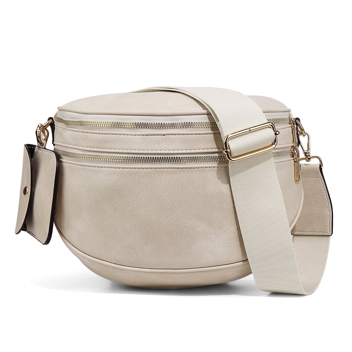 Ounamei Vegan Leather Crossbody Bum Bag for Women with Mini Pouch