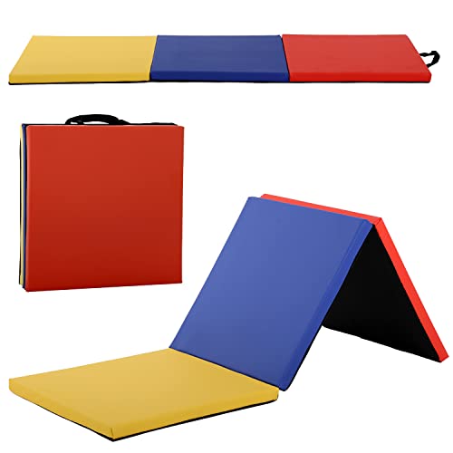 Blue Folding 6’x2’x2 Extra Thick Gymnastics Mat with Carrying Handles E727766