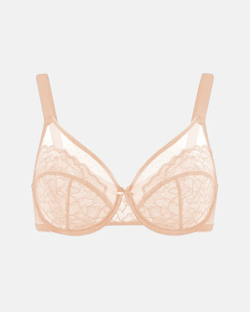 Full Coverage Lace Minimizer Bra - Petal-Beige