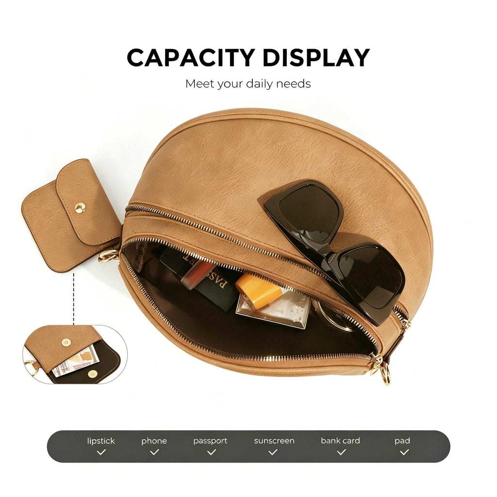 Ounamei Solid Color Crossbody Bum Bag for Women Vegan Leather Large Capacity Belt Bag for Moms & Everyday Travel
