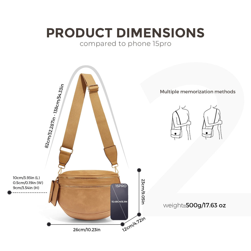 Ounamei Checkered Crossbody Bum Bag for Women Large Capacity Belt Bag for Moms & Everyday Travel