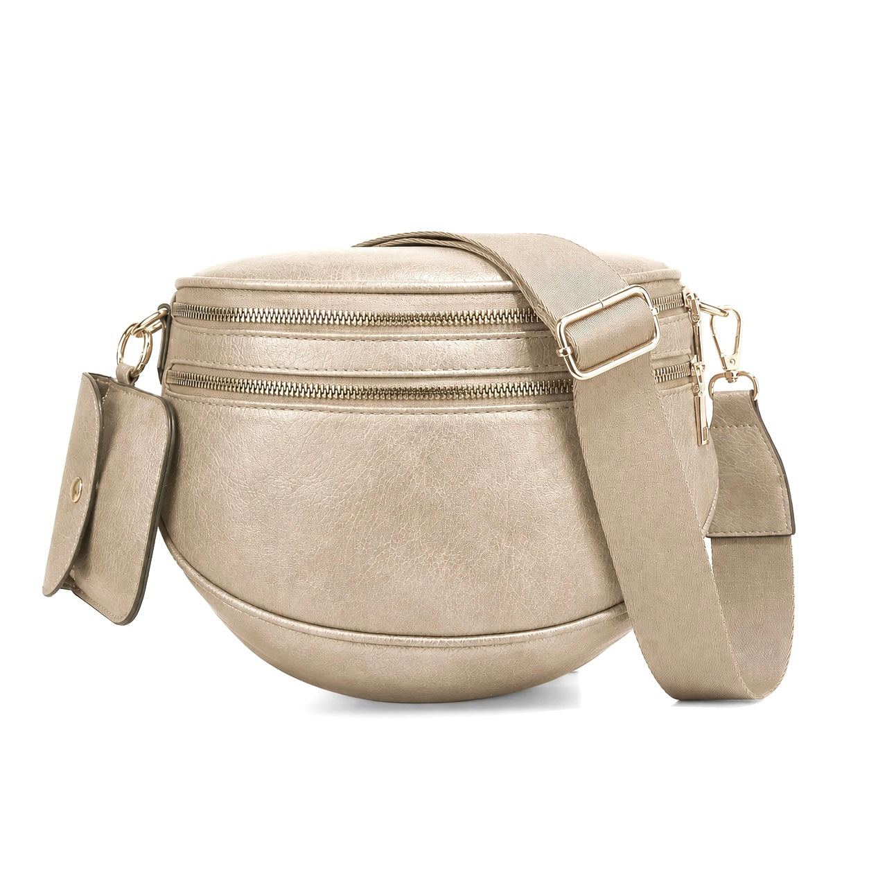 Ounamei Vegan Leather Crossbody Bum Bag for Women with Mini Pouch