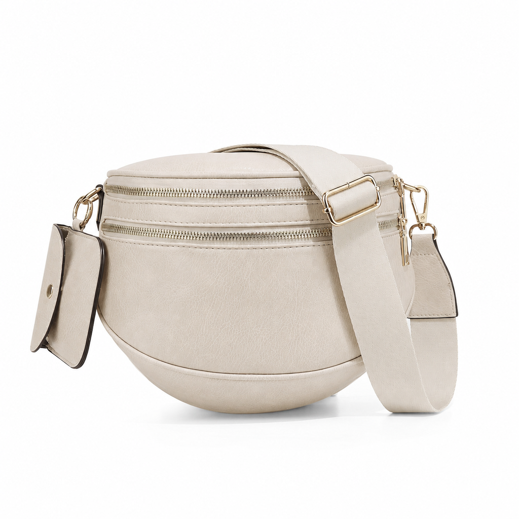 Ounamei Vegan Leather Crossbody Bum Bag for Women with Mini Pouch