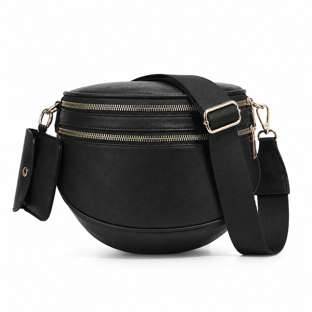 Ounamei Vegan Leather Crossbody Bum Bag for Women with Mini Pouch