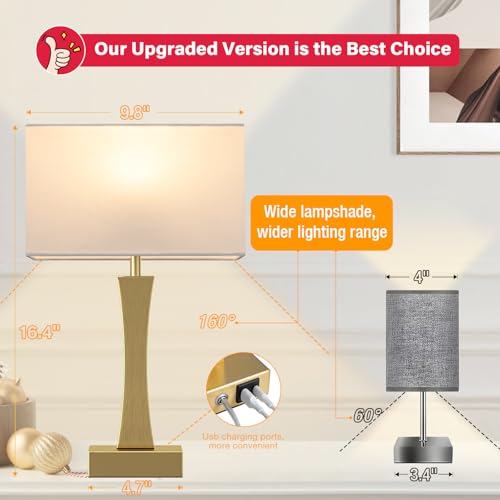 3 Way Dimmable Touch Table Lamp Set of 2 with USB Ports X42235