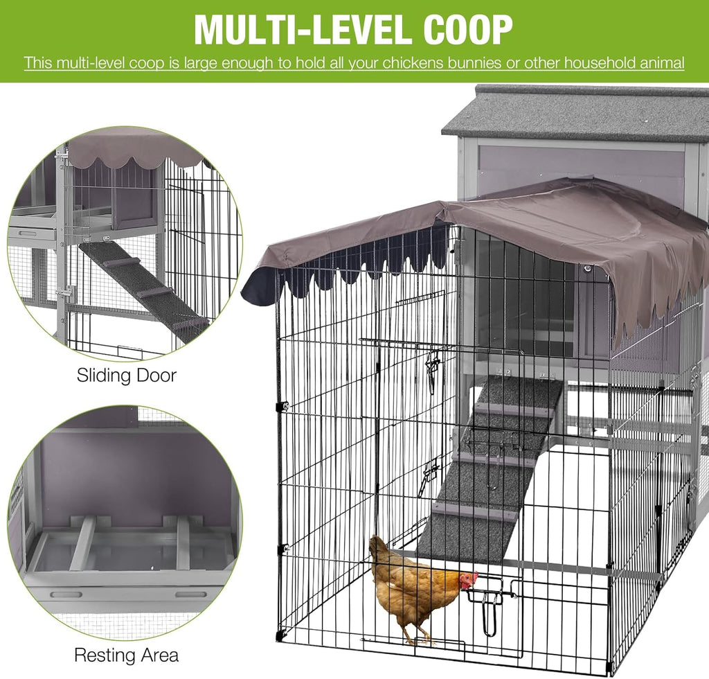 Large All-Steel Frame Chicken Coop with Metal Run J4633