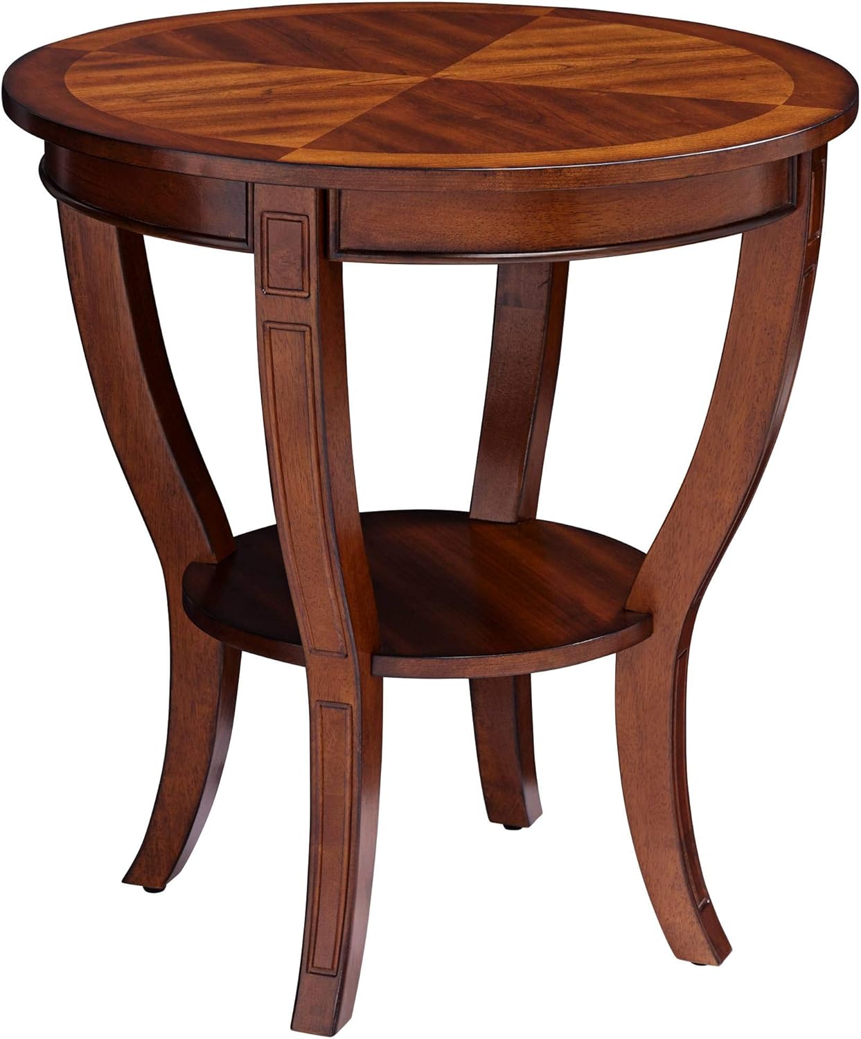 Rustic Cherry Wood Round Accent Side End Table 26" Wide Natural Grain Curving Legs A189118
