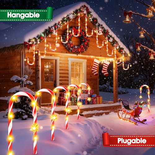 24-Pack Solar Christmas Candy Cane Lights, 144 LED O3812