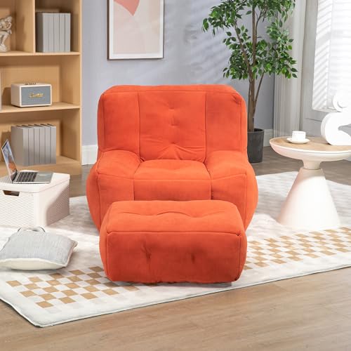 White Microfiber Memory Foam Bean Bag Chair with Footstool Q251