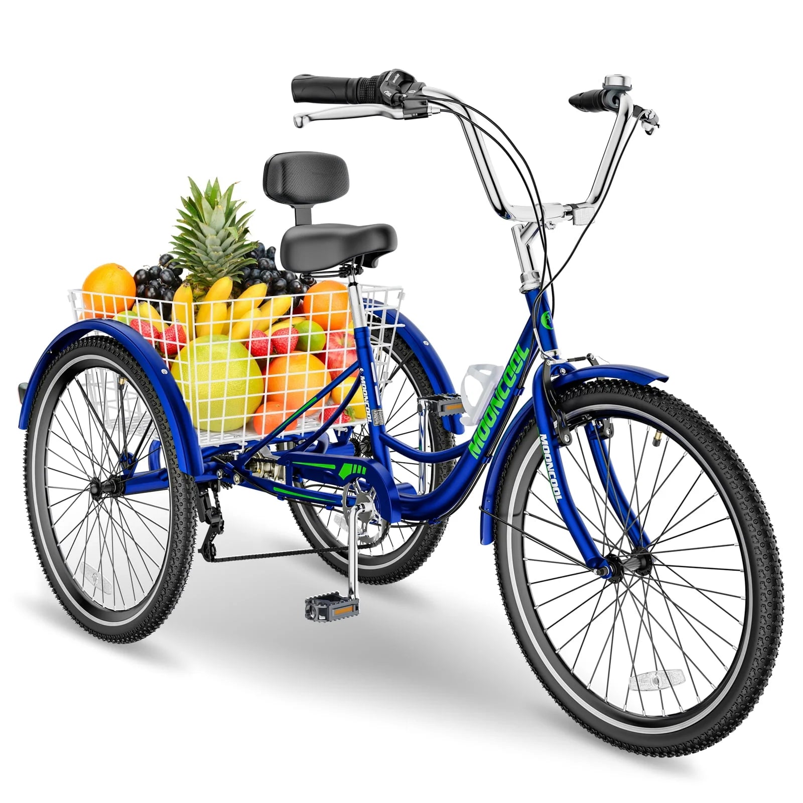 26 Adult Tricycle 3 Wheel 7 Speed 450lbs Capacity Cruise Trike with Shopping Basket T718048