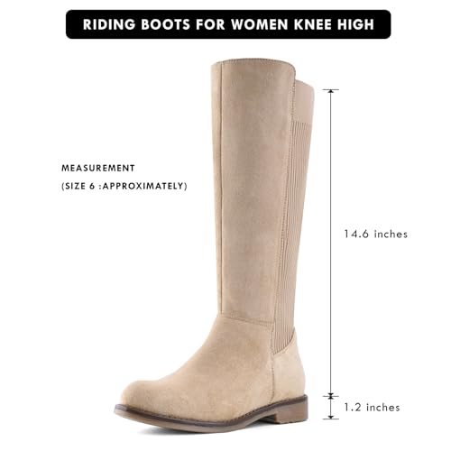 Knee High Boots Flat Low Heel Stretchy Round Toe with Side Zipper G702