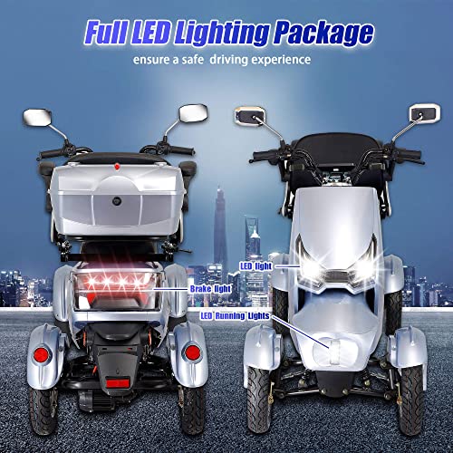 Heavy Duty 4-Wheel 3 Speed Electric Mobility Scooter with Rear Lockbox & Adjustable Seat G3295
