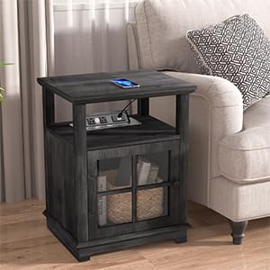 White Nightstand with Charging Station and Adjustable Shelf H755260